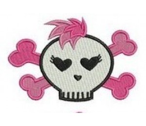 Stickmuster - Skull Princess Haare voll